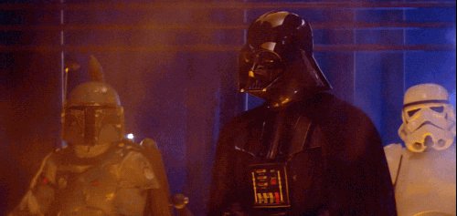 Darth Vader prevents Boba Fett from shooting